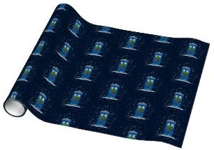 Dr. Who Tardis In The Snow Christmas Wrapping Paper