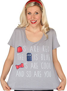Dr Who Red And Blue Are Cool T-Shirt