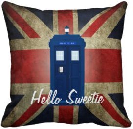 Doctor Who Tardis Union Jack Hello Sweetie Pillow