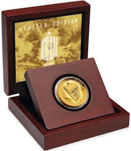 Dr. Who Tardis 2013 50th Anniversary Gold Coin