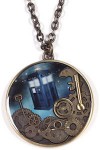 Dr. Who Tardis And Gears Pendant Necklace