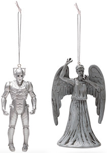 Cyberman And Weeping Angel Ornament Set