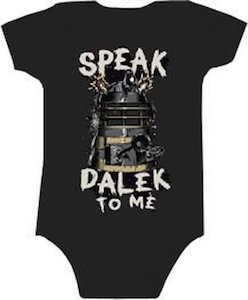 Baby bodysuit with Dalek on it
