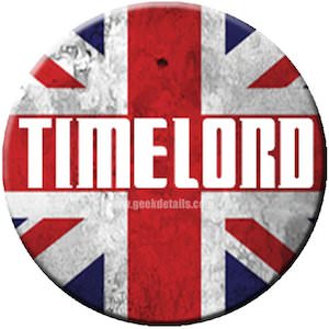 dr who Union Jack Time Lord Button