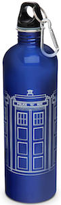 Dr. Who water bottle with picture of the Tardis