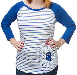 Dr. Who Tardis Women's Striped Raglan tShirt