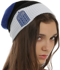Doctor Who winter beanie hat with the Tardis on it