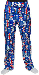 Dr. Who Tardis And Union Jack Pajama Pants