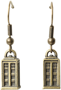 Doctor Who Tardis Burnished Gold Earrings