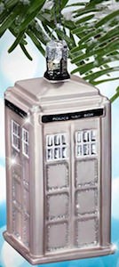 Doctor Who Silver Tardis Christmas Tree Ornament