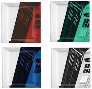 Colored Tardis Plate Set