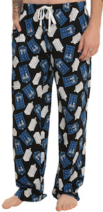 Doctor Who Pixel Tardis And Logo Pajama Pants