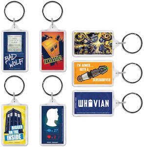 Doctor Who tardis and other keychains