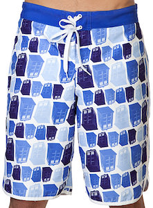 Doctor Who men's Tumbling Tardis Board Shorts