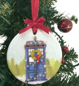 Ceramic Tardis Christmas Ornament