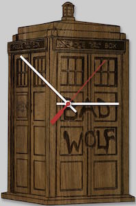 Tardis Bad Wolf Wooden Clock