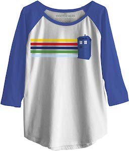 Doctor Who Stripes And The Tardis Raglan Top