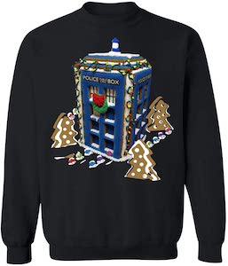 Dr. Who Gingerbread Tardis Christmas Sweater